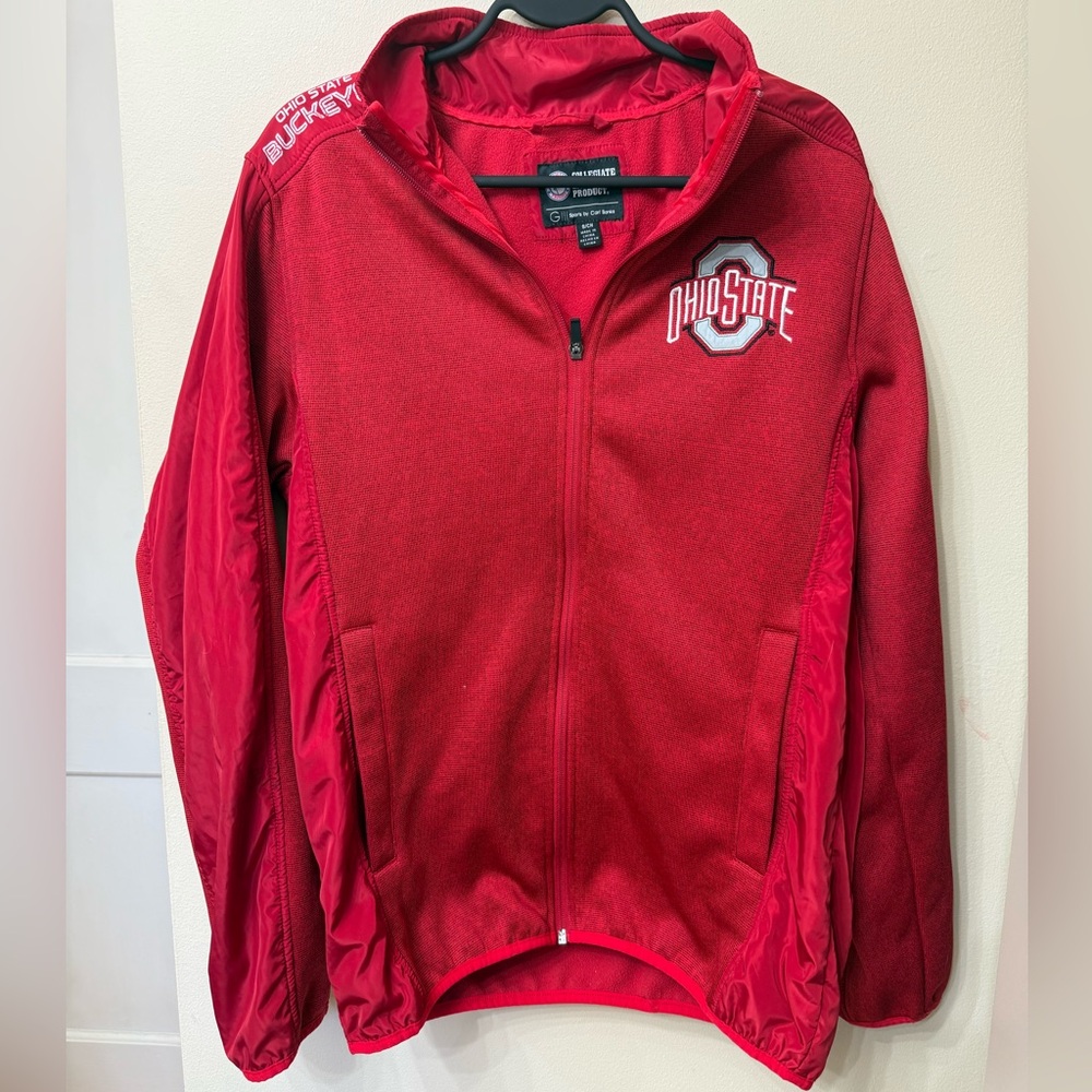 The Ohio State S Zip Up Jacket Fleece Interior OSU Sporty Comfy Big 10 Football